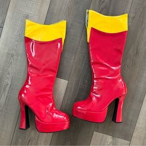 Wonder Woman red and yellow platform boots worn once!!